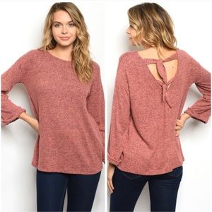 Back Tie Long Sleeve Top